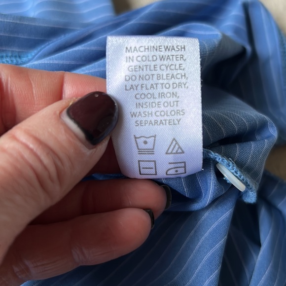 Fennec Golf Polo collared shirt worn once blue/white horizontal stripe - Picture 4 of 8